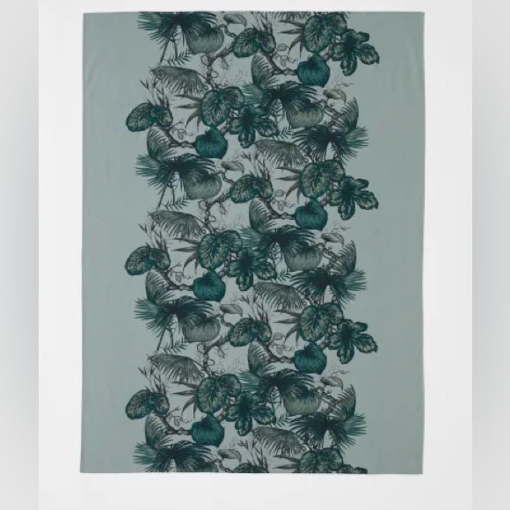 H&M green palm leaf organic cotton tablecloth